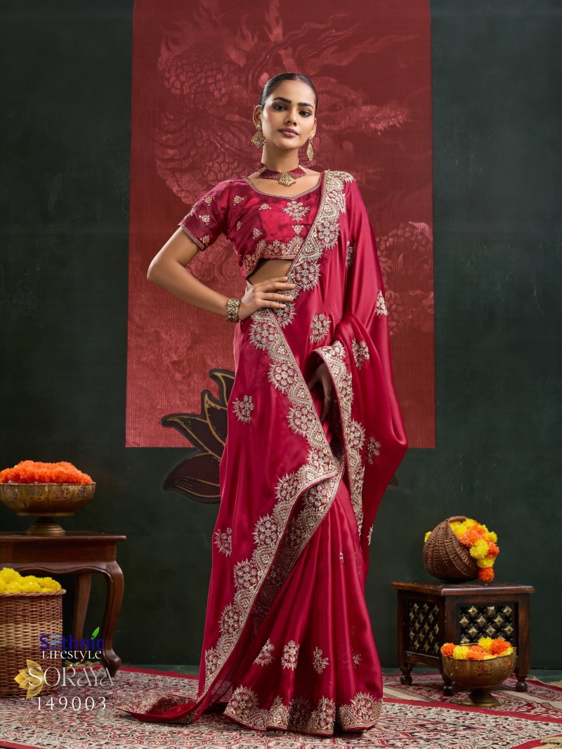 Soraya By Sethnic Satin Chiffon Designer Saree 